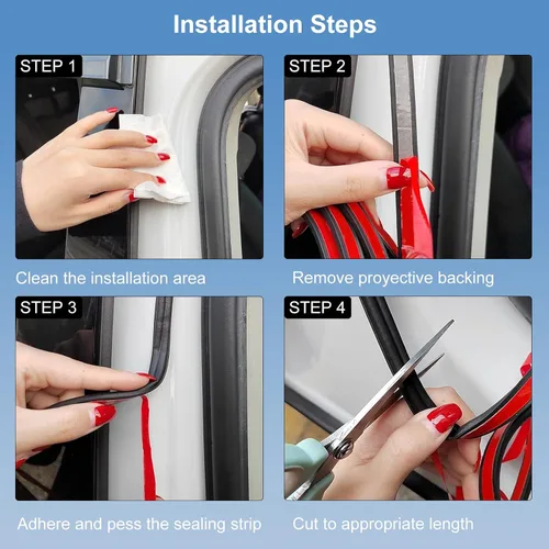 Vista 6 de Burlete para clima para coche Tesla Model 3 Tira de sello de goma para puerta de coche autoadhesiva Burlete para insonorización automática