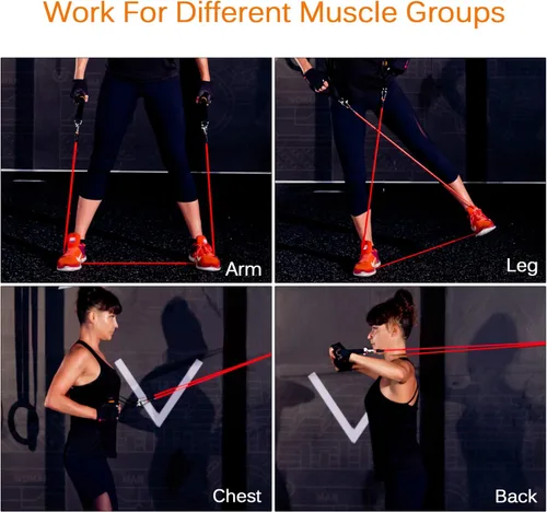 Vista 5 de Resistance Bands Set, Workout Bands with Handles, 5 Levels