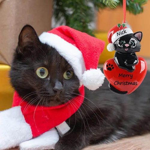 Vista 4 de Adorno personalizado de recuerdo de la primera Navidad de gatito, regalo para amantes de los gatos, padres de piel, papá, mamá, niño
