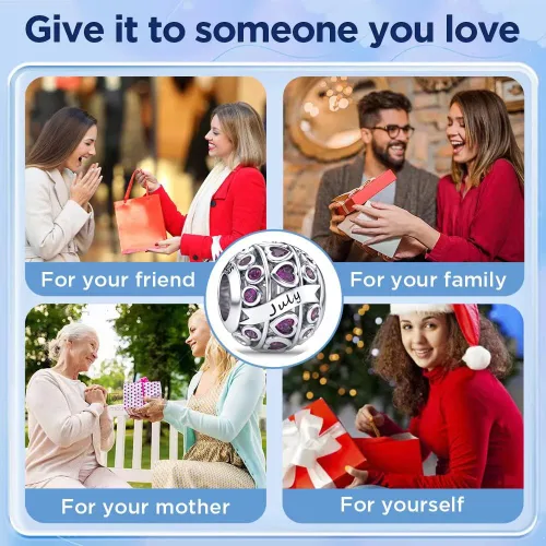 Vista 8 de Dijes de piedra natal de amor con corazón calado para pulseras y collares, plata de ley 925 con circonita cúbica 5A, regalos de joyería para mujeres