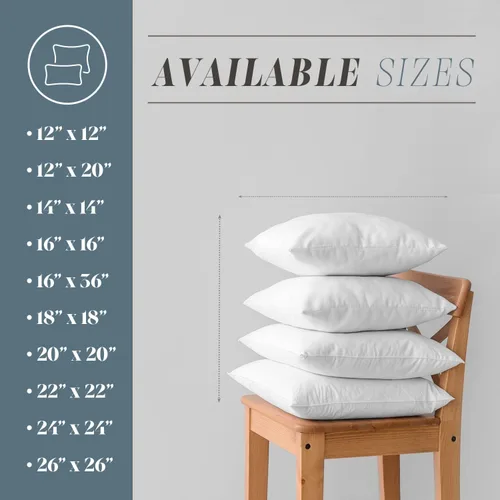 Vista 3 de Elegant Comfort Paquete de 2 rellenos de almohada de poliéster y algodón, relleno de fibra siliconada, 12 x 12, color blanco, 2