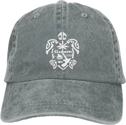 Vista 6 de Guam - Gorra de béisbol de algodón lavado con diseño de tortuga, color negro, unisex, ajustable Rojo