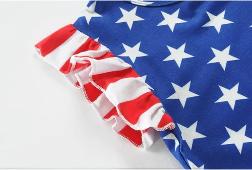 Vista 5 de Girls 4th of July Tee USA Red White and Blue Shirt Toddler Girl American Flag Patriotic Outfit 2-7 Years