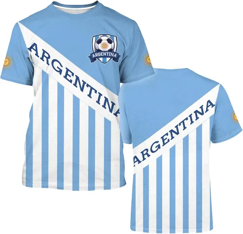 Vista 5 de Camiseta de fútbol con la bandera nacional, ropa de entrenamiento de fútbol, camiseta al aire libre, cuello redondo, manga corta a la moda