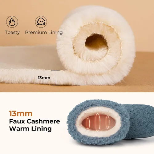 Vista 3 de HomeTop Pantuflas para botas de mujer con espuma viscoelástica cálida, para interiores y exteriores, con suela de goma
