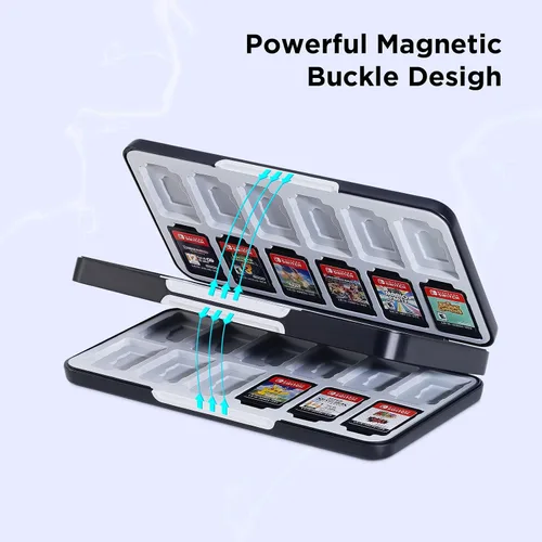Vista 3 de JINGDU Switch Game Case for SwitchLiteOLED Model (2021) Games, the Game Cartridge Case Holder Can Store 48 Game Cards and 24 Micro SD Cards, Hard