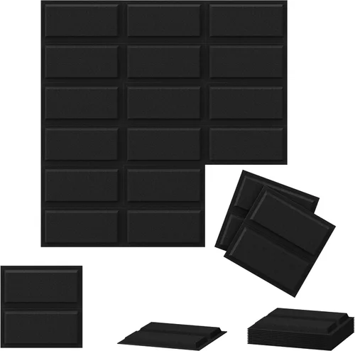 Vista 8 de Paquete de 12 paneles de pared 3D para decoración de pared interior, paneles de pared decorativos para oficina, sala de estar, dormitorio, Negro-12
