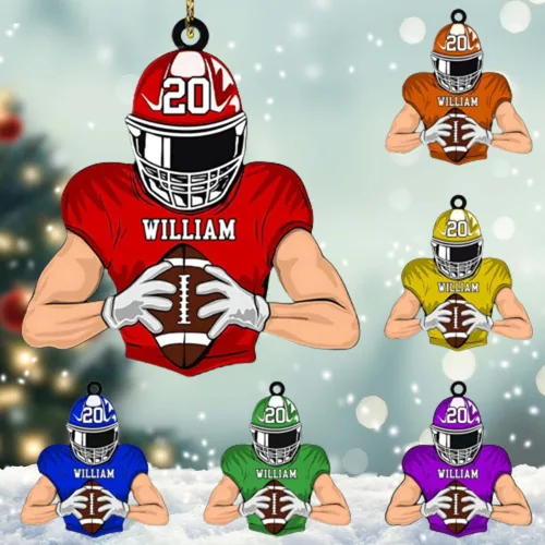 Vista 20 de Adorno de Navidad de fútbol americano personalizado, adorno de fútbol americano, adornos de Navidad de fútbol americano personalizados, adornos