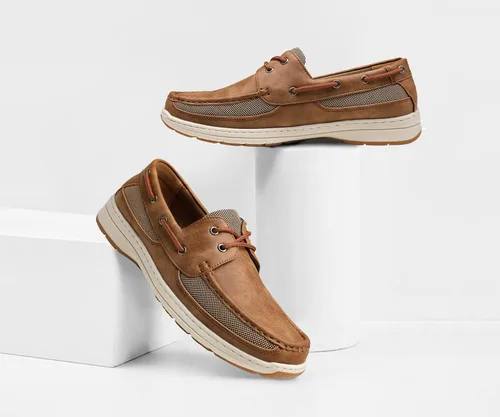 Vista 2 de Vostey Zapatos sin cordones para hombre, con soporte de arco, zapatos de barco para hombre, mocasines ligeros de 2 ojos
