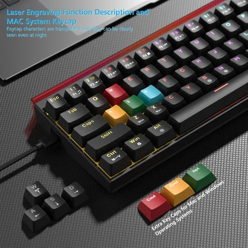Vista 7 de Womier 60% Keyboard Gaming with Light Box, Wired Mechanical Keyboard with MCA Keycaps, OEM Profile, Programable, 64 Keys Hot Swap RGB Cream Custom