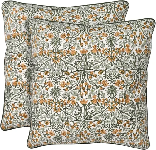 Vista 14 de Ridhi Juego de 2 fundas de almohada decorativas de 16 x 16 pulgadas con estampado de bloques de color azul aguamarina para sala de estar