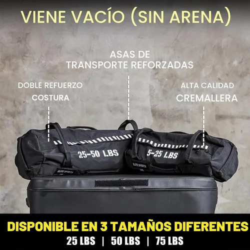 Vista 2 de Elite Sports Saco de Arena para Entrenamiento Versátil e Intensivo de Músculos del Core, Entrenamiento de Fuerza con Colocación Estratégica de Asas