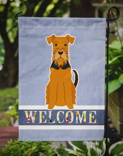 Vista 3 de Caroline's Treasures BB5622GF Airedale - Bandera de bienvenida para jardín, bandera decorativa para patio, exteriores, patio, parterres