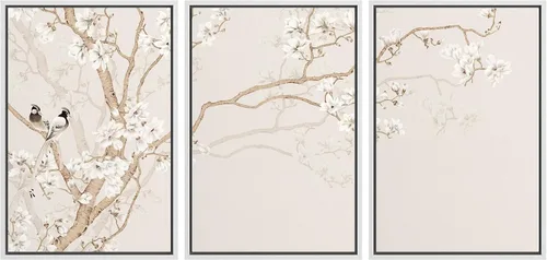 Vista 100 de wall26 Lienzo enmarcado para pared, juego de arte con trazos de pintura roja y naranja vibrante, paisaje, formas abstractas, ilustraciones, arte