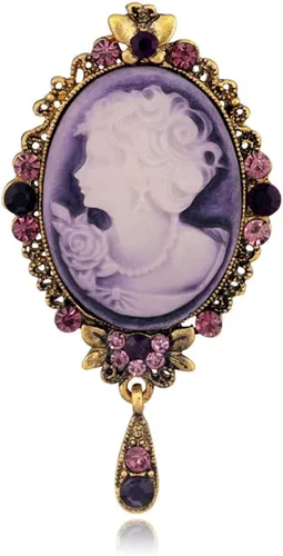 Vista 18 de LUREME Vintage Elegante Dama Victoriana Belleza Cameo con Broche de Cristal Pin (br000017)
