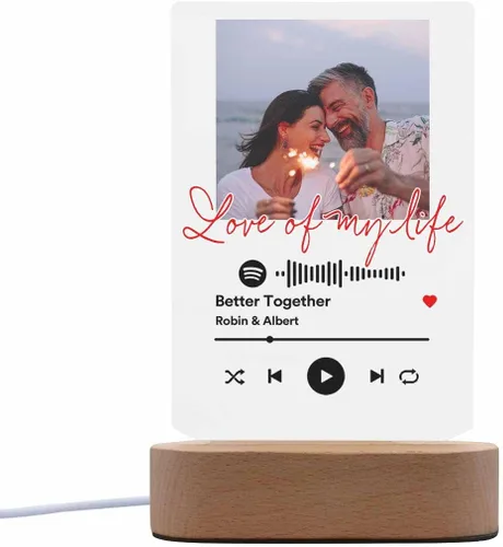 Vista 6 de Canción acrílica personalizada con foto, regalo personalizado para novio, novia, cubierta de álbum acrílico, placa de música transparente