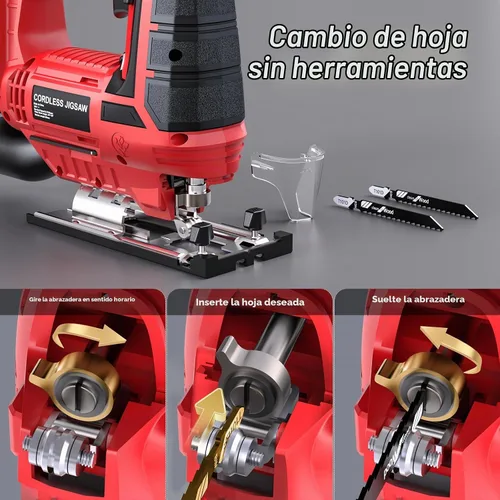 Vista 6 de Sierra de calar - Sierra inalámbrica de 20V con batería y cargador 2700 SPM Sierra recargable con 10 piezas de cuchillas de corte Ángulo de bisel