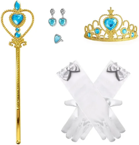 Vista 2 de Super Bros - Disfraz de princesa melocotón para niñas, disfraz de Halloween de lujo con accesorios