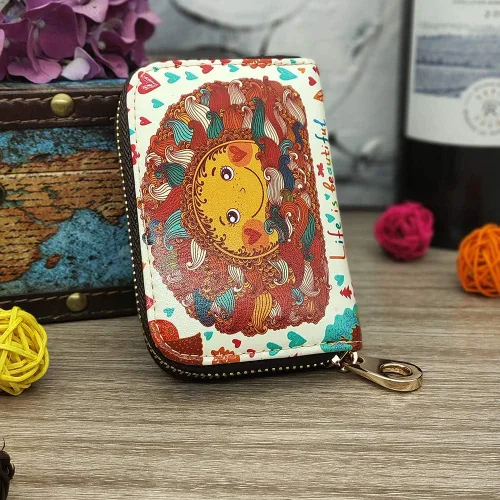 Vista 6 de MOYYO Funda de cuero con cremallera para tarjetas de crédito RFID para mujeres y niñas