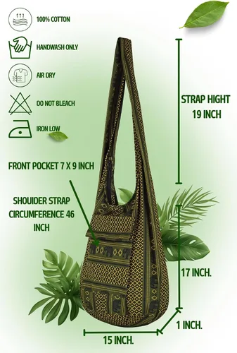 Vista 4 de Your Cozy - Bolsa bandolera bohemia y hecha a mano, de algodón, unisex