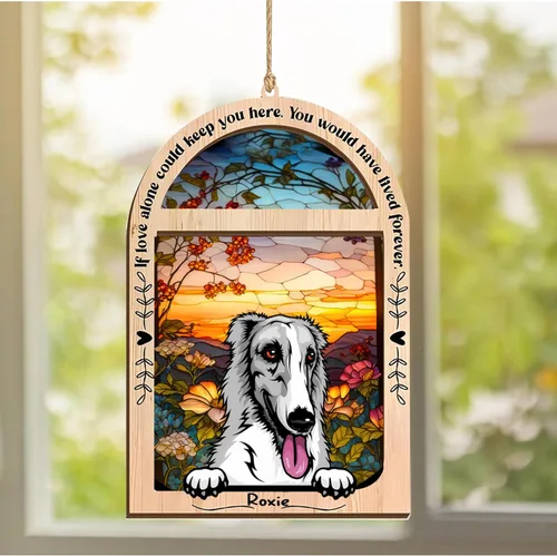 Vista 234 de LOVELYPOD Adorno de Navidad personalizado de sabueso afgano, atrapasoles con nombre, regalos de pérdida de mascotas, regalos para amantes