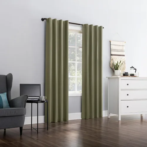 Vista 6 de Sun Zero Cyrus - Juego de 2 paneles de cortinas térmicas 100% opacas con pestaña trasera, color verde oliva, 40 pulgadas de ancho x 84 pulgadas