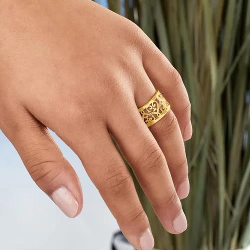 Vista 6 de Ross-Simons Italian 14kt Yellow Gold Filigree Heart Ring