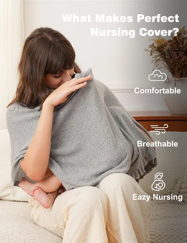 Vista 2 de Funda de lactancia transpirable para lactancia materna, funda de privacidad para lactancia materna, multiusos como funda de cochecito, bufanda