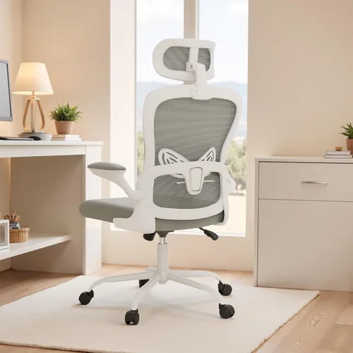 Vista 8 de Homall Silla ergonómica de oficina para computadora, silla de escritorio con reposacabezas 3D, soporte lumbar ajustable, silla de malla con respaldo