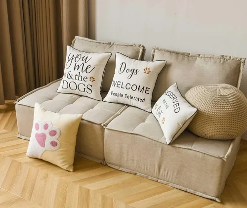 Vista 4 de Funda de almohada bordada, funda de almohada lumbar con divertido reservado para el gato de 12 x 20 pulgadas, solo funda