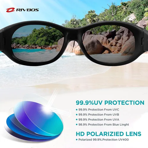 Vista 2 de Rivbos RBK037 - Lentes de sol polarizados con correa, para niños y niñas, 3 - 10 años