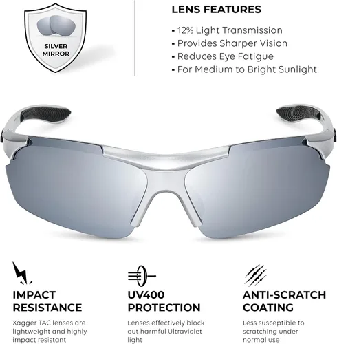 Vista 3 de Lentes de sol polarizados deportivos para hombres y mujeres, con diseño envolvente, UV400, para correr, béisbol, sóftbol, ciclismo, conducción