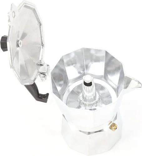 Vista 8 de Haofy Cafetera de aluminio, cafetera de café expreso expreso, cafetera italiana, adecuada para estufa de gas (5.1 fl oz)