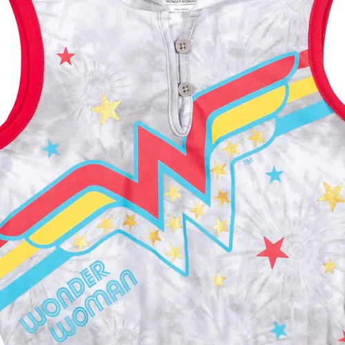 Vista 6 de Warner Bros. DC Comics Liga de la Justicia Wonder Woman - Mameluco sin mangas con capucha para niñas