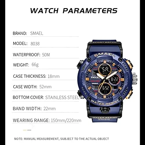 Vista 4 de SMAEL Reloj militar impermeable para hombre, reloj deportivo militar LED digital multifunción para hombre