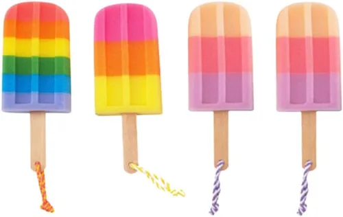 Vista 2 de Esponja de baño, 4 piezas de helado para ducha, cuerpo esponjoso, esponja para niñas (color aleatorio)