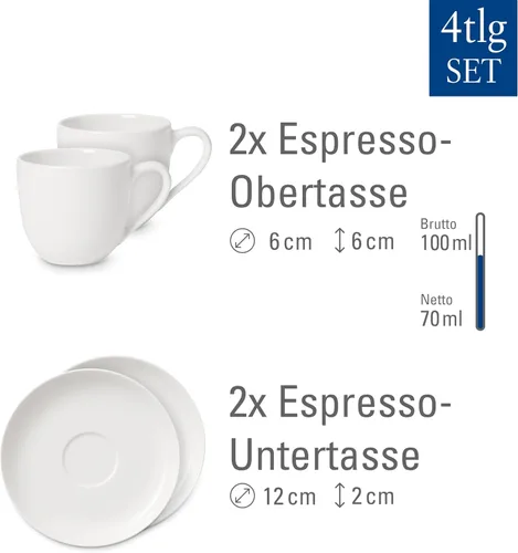 Vista 3 de Villeroy & Boch For Me - Juego de 2 tazas y platillos para expreso
