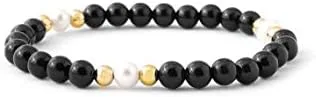 Vista 2 de AAA++ Pulsera de perlas de ónix de calidad rara/Pulsera de ónix negro y perlas de agua dulce/Pulsera de ónix negro/Pulsera de perlas negras/Joyas