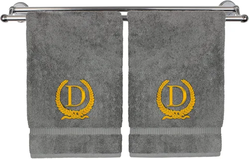 Vista 71 de Toalla de mano con monograma, regalo personalizado, 16 x 30 pulgadas, letra blanca bordada con diseño de corona en toalla negra, extra absorbente