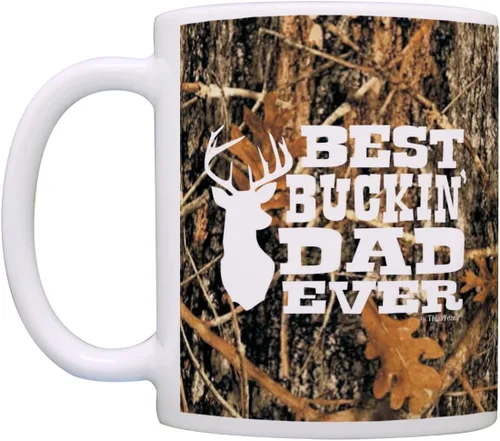 Vista 3 de ThisWear Hunting Camo Best Buckin' Dad Ever Gift Taza de café de cerámica de 11 oz con asa