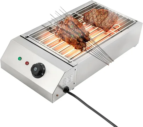 Vista 2 de Parrilla eléctrica, parrilla eléctrica comercial para interiores con control de temperatura a 572 °F, parrilla extraíble y placas de plancha