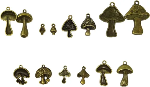 Vista 3 de Honbay 42 dijes de aleación de hongos, bonitos hallazgos de joyería para aretes, collares, pulseras, llaveros y manualidades (7 estilos), aleación