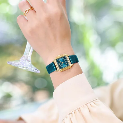 Vista 2 de Reloj cuadrado delicado para mujeres con números arábigos fáciles de leer, relojes de vestir para damas