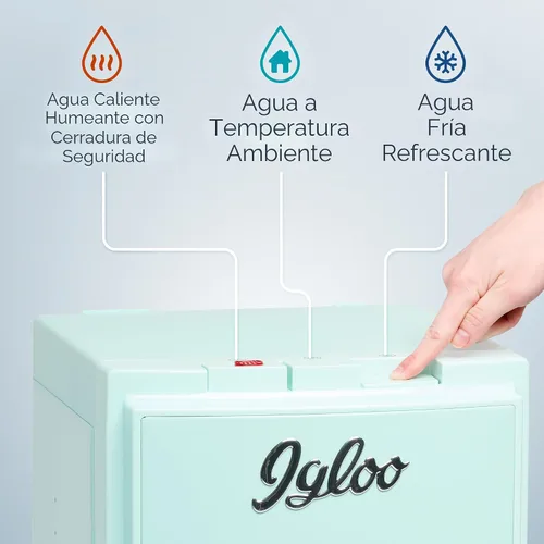 Vista 3 de Igloo Dispensador de enfriador de agua con carga inferior retro, opciones de temperatura caliente, fría o ambiente, capacidad para botellas de 3 o 5