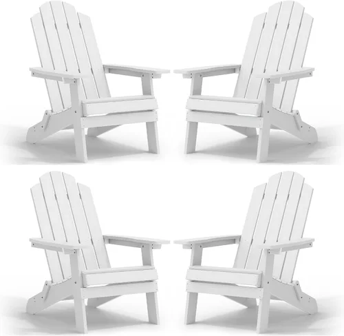 Vista 23 de MXIMU Silla Adirondack plegable para exteriores: sillas Adirondack fáciles de montar y cómodas, silla de plástico compuesto para todo tipo de clima