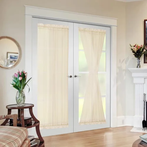 Vista 47 de MIULEE Cortinas Transparentes Laterales para Puerta Francesa con Filtrado de Luz, Tratamiento de Ventana, 2 Paneles de 25 x 40 Pulgadas con Beige