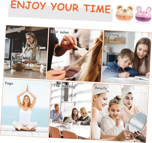 Vista 9 de MAGICLULU 2pcs Mechanical Kitchen Timer Cartoon Cooking Timers for Home Food Preparation Portable Lovely Bear and Rabbit Design for Management and