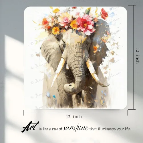 Vista 3 de Cartel creativo de hojalata floral de elefante, arte de pared para guardería, regalos para niñas pequeñas, fiesta de cumpleaños, diseño floral lindo