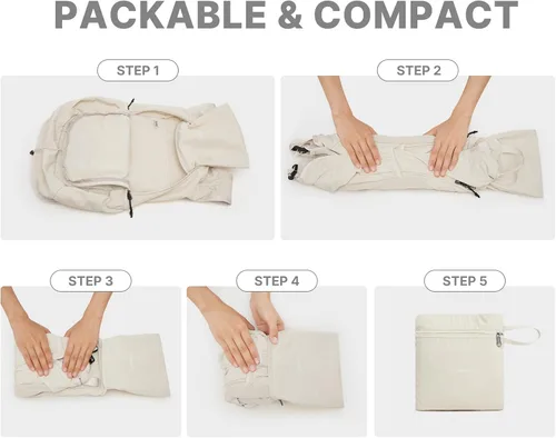 Vista 6 de G4Free Mochila de senderismo ligera y plegable de 20L para mujeres y Beige