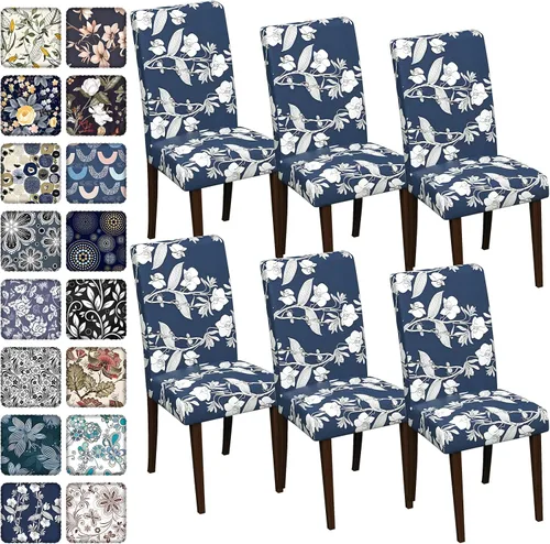 Vista 73 de Fundas para sillas de comedor CoSofSLIP, juego de 2, fundas estampadas elásticas antideslizantes, fundas extraíbles y lavables para sillas